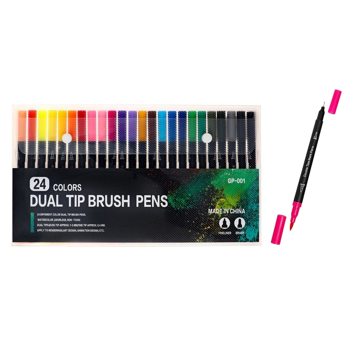 Набор профессиональных маркеров, 24 штуки/24 цвета, двусторонний Набор профессиональных маркеров, 24 штуки/24 цвета, двусторонний