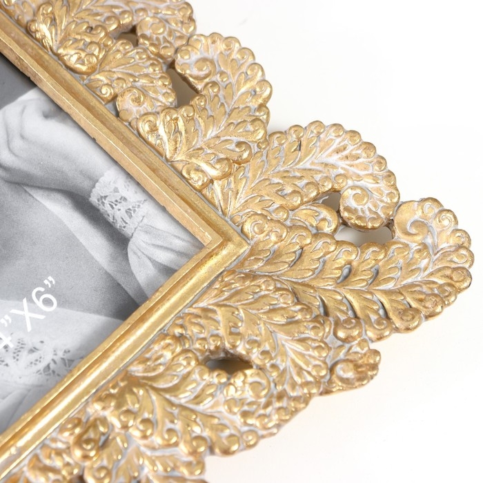 Фоторамка полистоун 10х15 см Фоторамка полистоун 10х15 см "Кружевные листья" золото 19х25,5 см