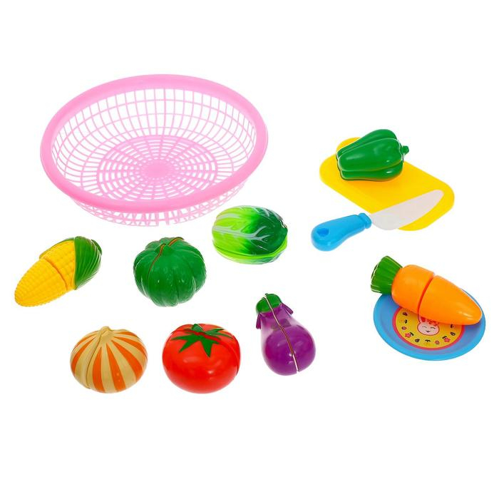 Набор продуктов-нарезка «Поварёнок« в корзинке, на липучках, 12 предметов, цвета МИКС Набор продуктов-нарезка «Поварёнок« в корзинке, на липучках, 12 предметов, цвета МИКС