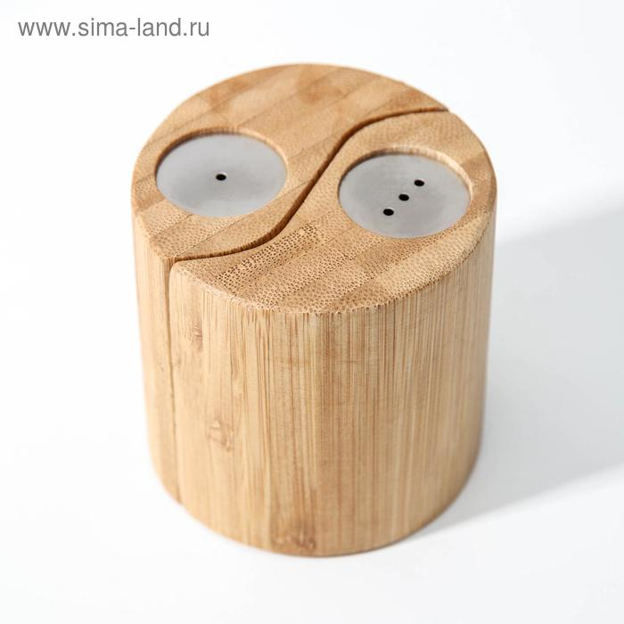 Набор для специй, 7×7см, 2 шт, солонка и перечница, бамбук Набор для специй, 7×7см, 2 шт, солонка и перечница, бамбук