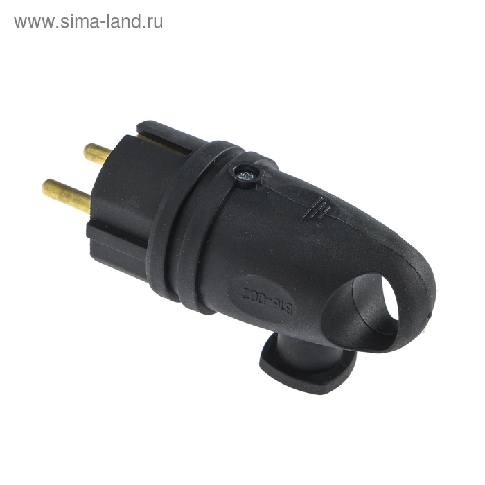 Вилка переносная угловая с кольцом В16-002, 16 А, 250 В, IP44, с з/к, каучук, черная Вилка переносная угловая с кольцом В16-002, 16 А, 250 В, IP44, с з/к, каучук, черная
