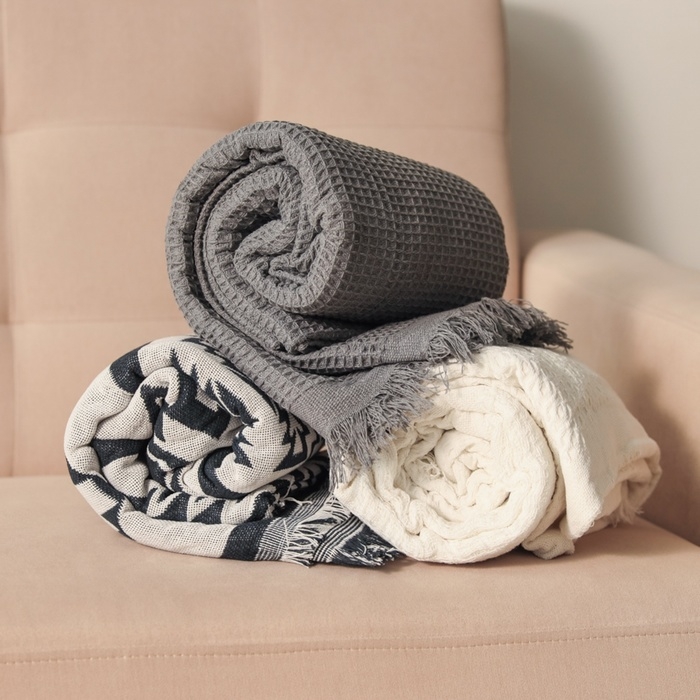 Плед Этель Плед Этель "Этника" 130*180см , цв.серый,80%хлопок, 20% п/э