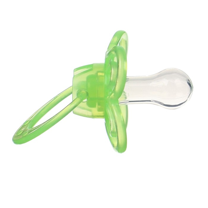 Соска - пустышка силиконовая классическая, от 6 мес., с колпачком + держатель «Зайка», цвет зеленый Соска - пустышка силиконовая классическая, от 6 мес., с колпачком + держатель «Зайка», цвет зеленый