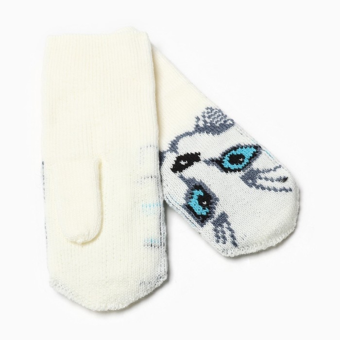 Варежки женские, цвет белый, размер 18 Варежки женские, цвет белый, размер 18