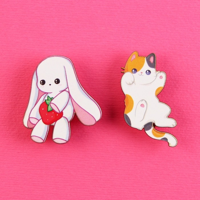 Значки деревянные, неразлучники &laquo;Любимой подружке&raquo;, 2 шт., 8 х 12 см.