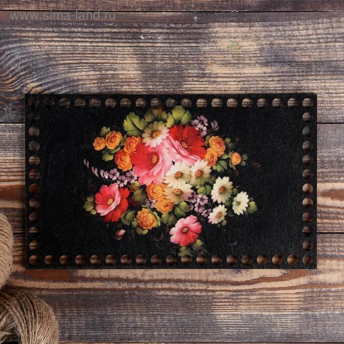 Заготовка для вязания Заготовка для вязания "Прямоугольник Жостовская роспись №1", донышко, размер 25×15 см