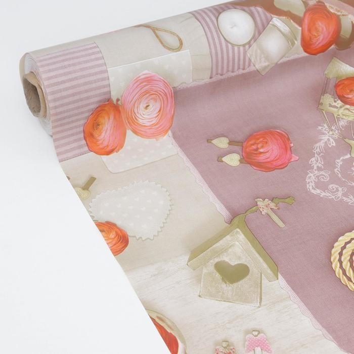 Клеёнка на стол на тканевой основе Доляна «Нежность», рулон 20 метров, ширина 137 см, общая толщина 0,22 мм, цвет бежевый Клеёнка на стол на тканевой основе Доляна «Нежность», рулон 20 метров, ширина 137 см, общая толщина 0,22 мм, цвет бежевый