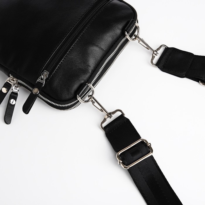 Сумка мужская TEXTURA, через плечо, натуральная кожа, цвет чёрный Сумка мужская TEXTURA, через плечо, натуральная кожа, цвет чёрный