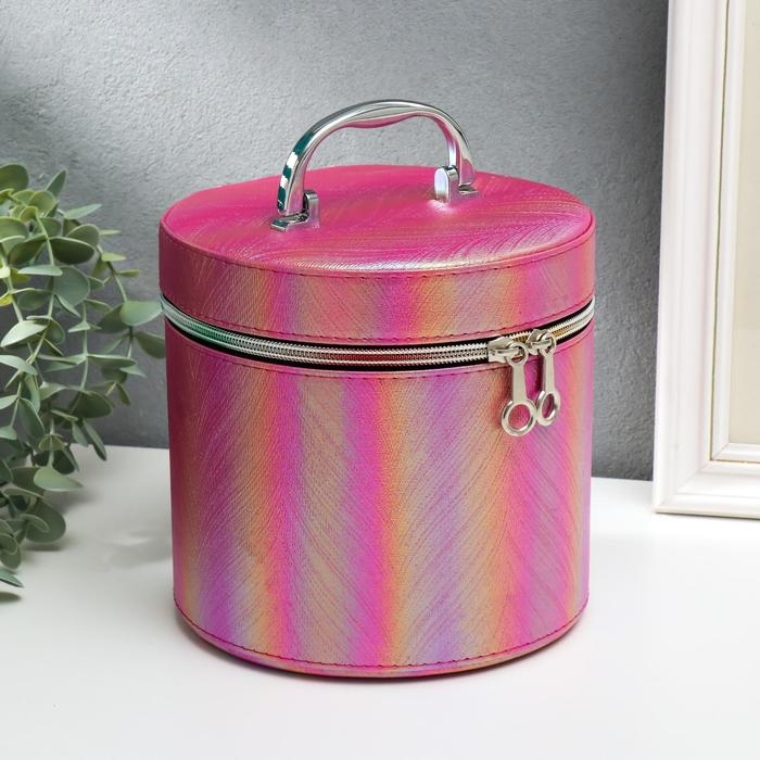 Шкатулка кожзам с зеркалом  Шкатулка кожзам с зеркалом "Полосы розовый оранж" н-р 3шт 14х14х14 17,5х17,5х17,5 20х20х20см   53860