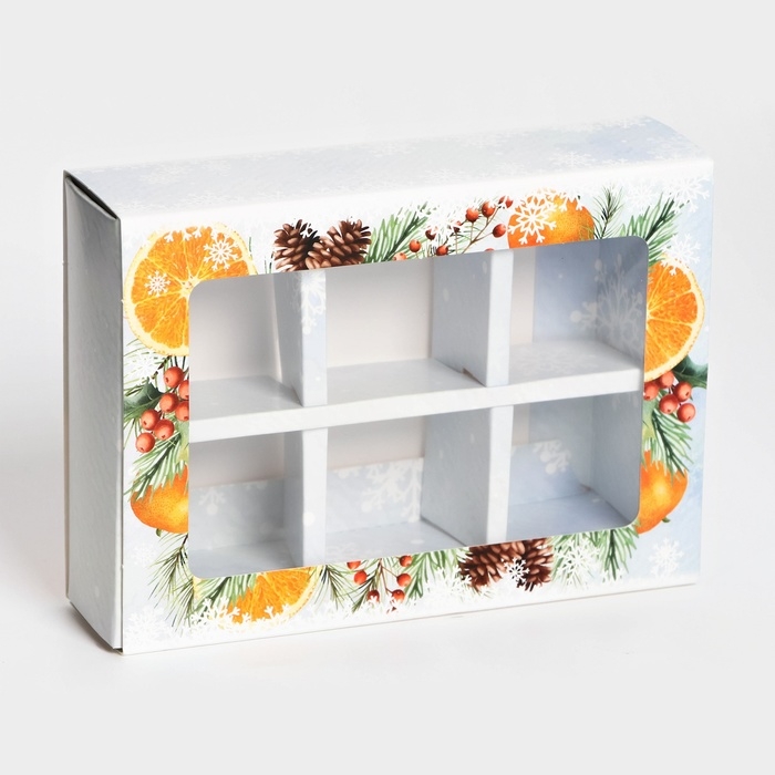 Новый год. Коробка под 6 конфет Новый год. Коробка под 6 конфет "Время Чудес", 13,7 х 9,8 х 3,8 см, кондитерская упаковка