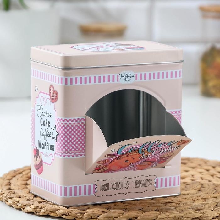 Банка для сыпучих продуктов Cake, 16×9,5×17,5 см, с окошком, цвет розовый