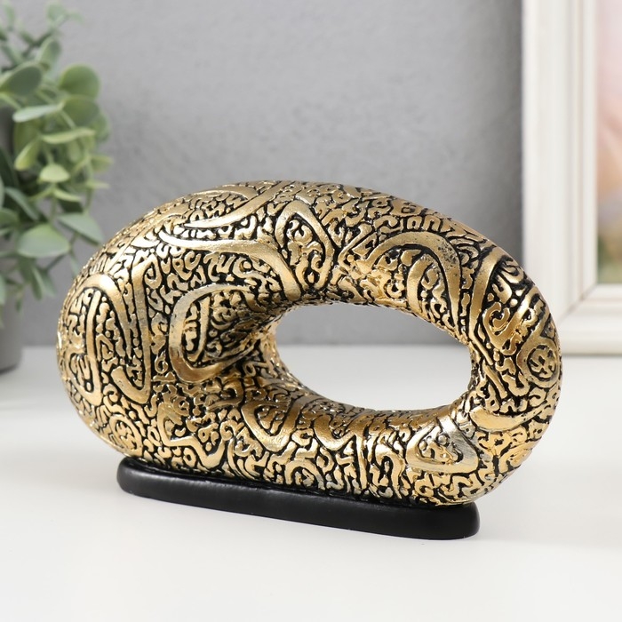 Сувенир полистоун  Сувенир полистоун "Овал неправильной формы с узорами" золото 20х6х10 см