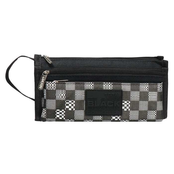 Пенал мягкий, 1 отделение, 100 х 210 х 75 мм, объёмный, deVENTE deVENTE TOTAL BLACK, с ручкой Пенал мягкий, 1 отделение, 100 х 210 х 75 мм, объёмный, deVENTE deVENTE TOTAL BLACK, с ручкой