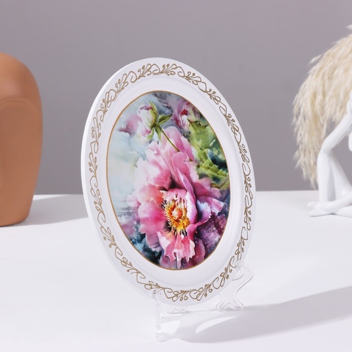 Панно-тарелка «Цветок», белая, D = 20 см, лаковая миниатюра Панно-тарелка «Цветок», белая, D = 20 см, лаковая миниатюра