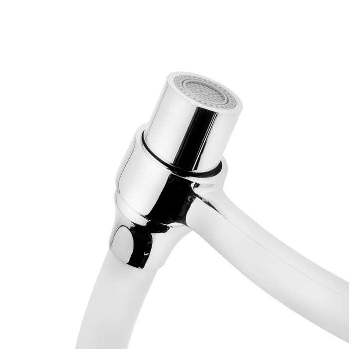 Cмеситель для кухни Accoona A4890G-3, однорычажный, силиконовый излив, латунь, белый, хром Cмеситель для кухни Accoona A4890G-3, однорычажный, силиконовый излив, латунь, белый, хром