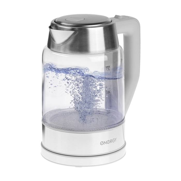 Чайник электрический ENERGY E-206, стекло, 1.7 л, 2200 Вт, серый Чайник электрический ENERGY E-206, стекло, 1.7 л, 2200 Вт, серый