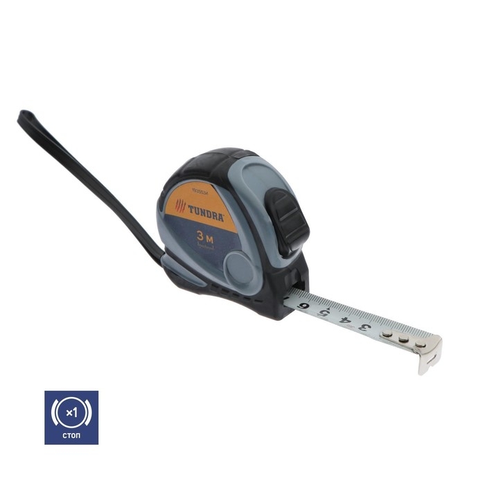 Рулетка ТУНДРА, двухкомпонентный корпус, 3 м х 16 мм Рулетка ТУНДРА, двухкомпонентный корпус, 3 м х 16 мм