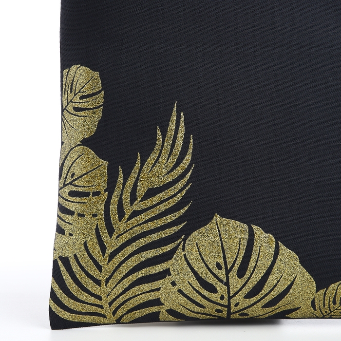 Шопер Шопер "Тропики", 35х0,5х40, принт с блестками, без подклада, чёрный