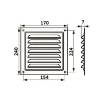 Решетка вентиляционная ZEIN Люкс РМ1724КР, 170 х 240 мм, с сеткой, металлическая, коричневая