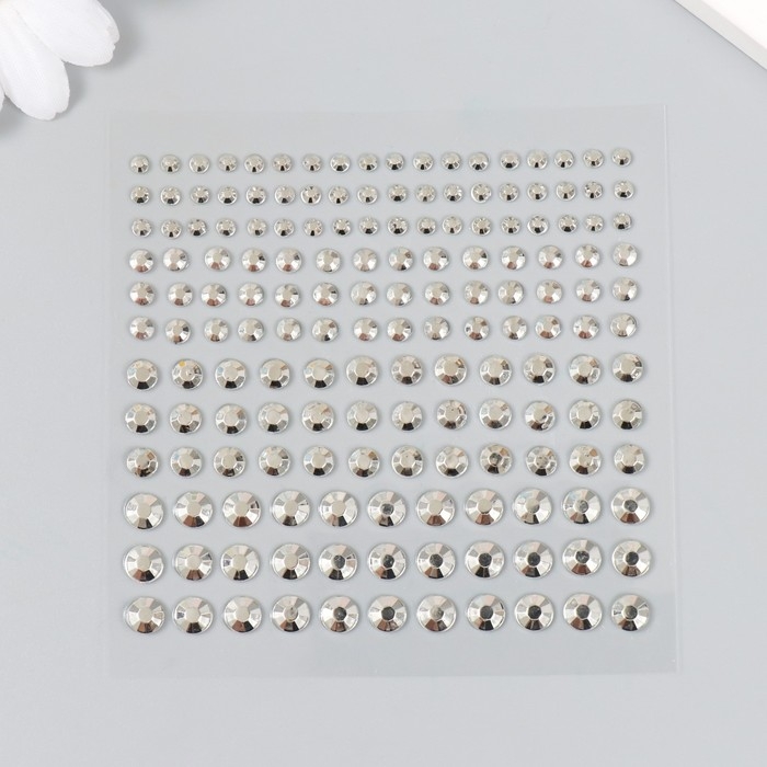 Наклейка пластик стразы Наклейка пластик стразы "Разного диаметра" МИКС золото/серебро 10,5х16 см