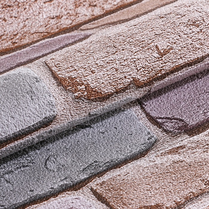 Бумажные обои Кирпичи 301-02, 0,53х10,05м, розовый/сиреневый/серый