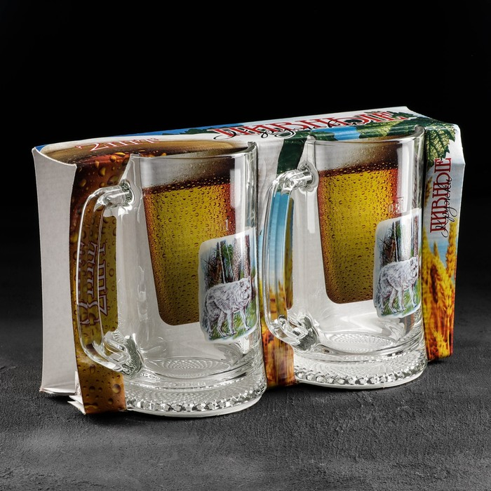 Набор кружек для пива «Охота-рыбалка», 500 мл, 2 шт, рисунок МИКС Набор кружек для пива «Охота-рыбалка», 500 мл, 2 шт, рисунок МИКС