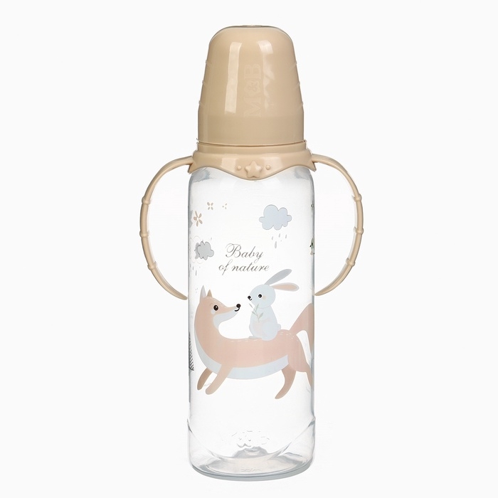 Бутылочка для кормления «Лесные друзья» 250 мл, цилиндр, с ручками, цвет бежевый Бутылочка для кормления «Лесные друзья» 250 мл, цилиндр, с ручками, цвет бежевый