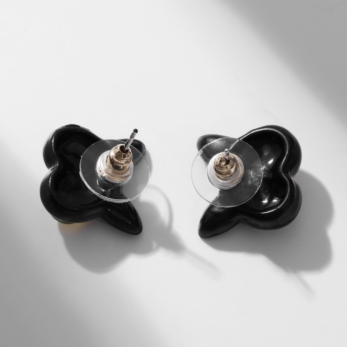 Серьги с эмалью «Монстрики» кот, цвет чёрный Серьги с эмалью «Монстрики» кот, цвет чёрный