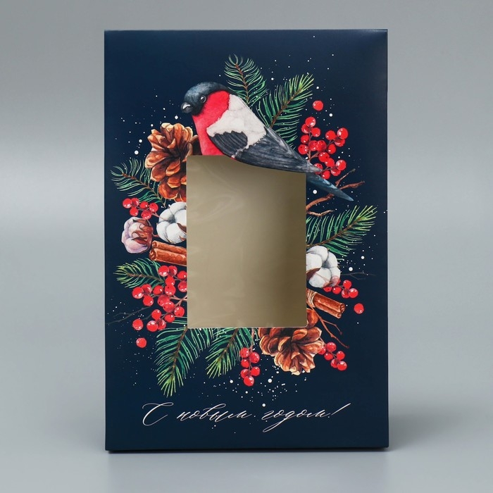 Коробка подарочная новогодняя складная &laquo;С новым годом!&raquo;, 15 х 7 х 22 см, Новый год