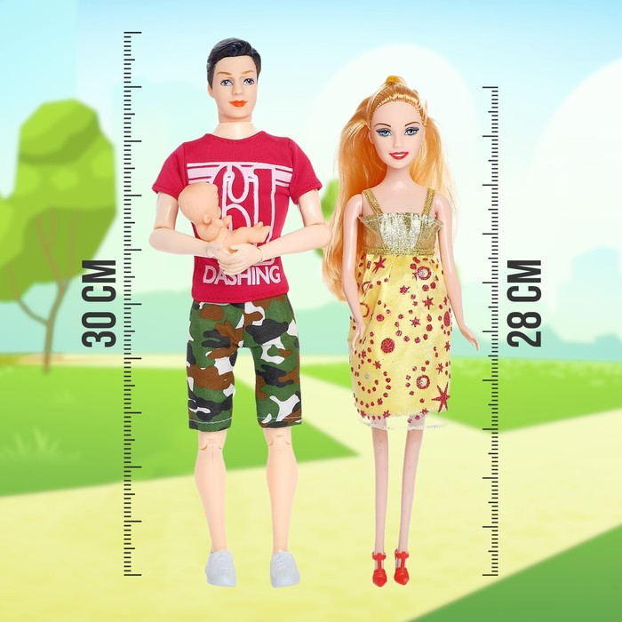 Набор &laquo;Молодая семья с пупсом&raquo;: кукла-модель беременная, кукла Алекс шарнирная