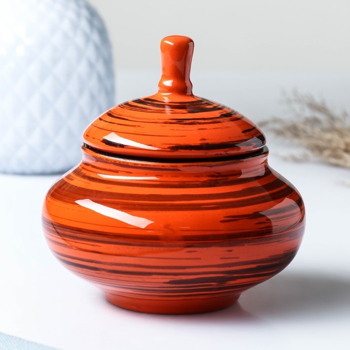 Сахарница Сахарница "Орнамент" 0,35л / 11х11см, оранжевая полоска