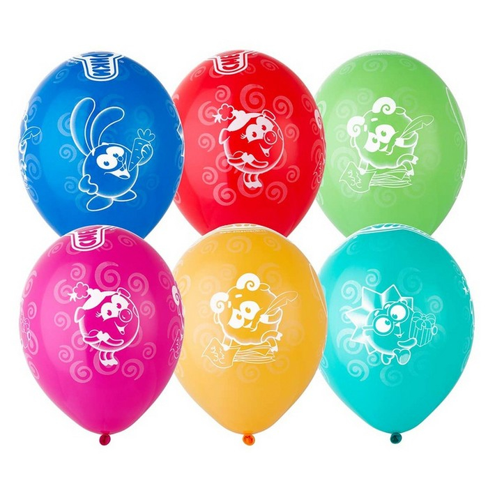 Шар латексный 14 Шар латексный 14" «Смешарики», пастель, 5 ст. рисунок, набор 25 шт. МИКС