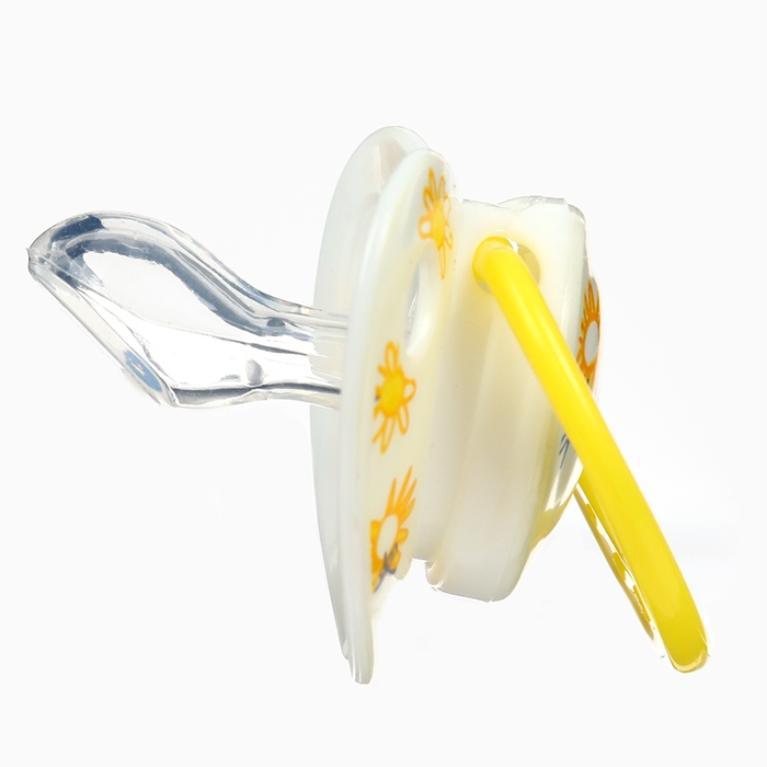 Набор: Соска - пустышка с держателем «Цветы», ортодонтическая, +6 мес, цвет желтый Набор: Соска - пустышка с держателем «Цветы», ортодонтическая, +6 мес, цвет желтый