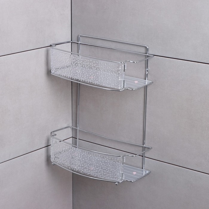 Полка 2-х ярусная Доляна, 30×13×37 см, цвет хромированный Полка 2-х ярусная Доляна, 30×13×37 см, цвет хромированный