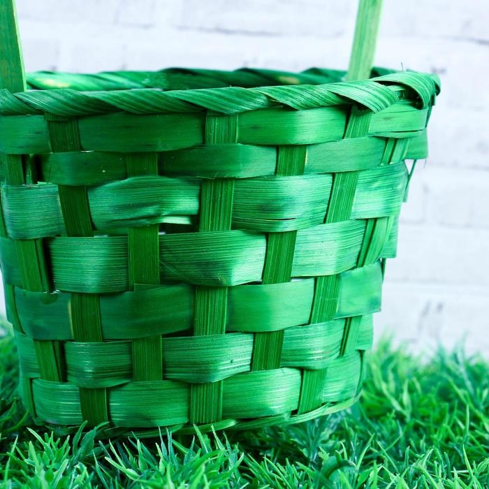 Корзина плетёная, бамбук, зелёная, средняя Корзина плетёная, бамбук, зелёная, средняя