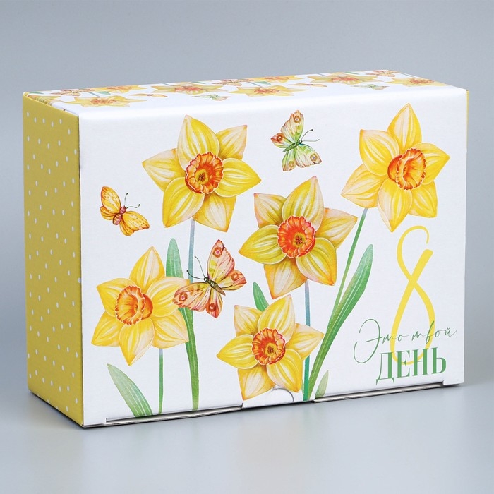 Коробка подарочная сборная, упаковка, «С 8 марта», 26 х 19 х 10 см Коробка подарочная сборная, упаковка, «С 8 марта», 26 х 19 х 10 см