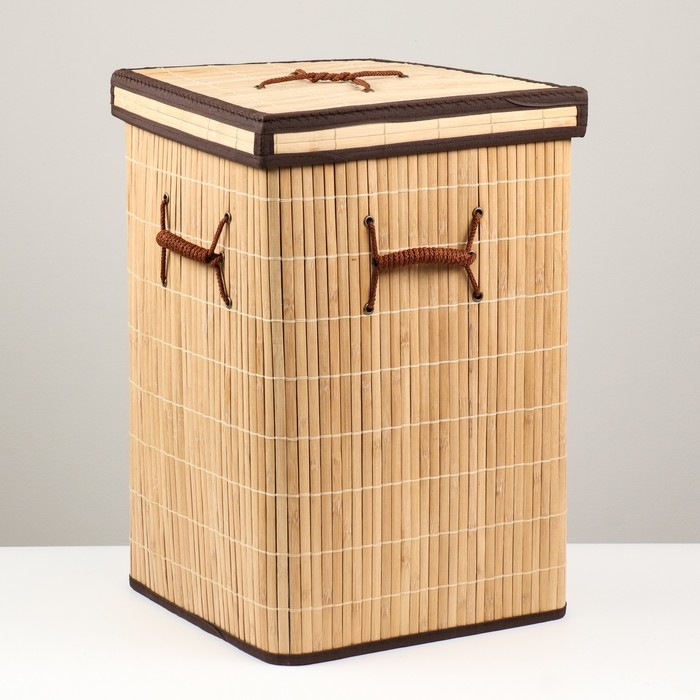 Корзина для хранения,угловая, с ручками, складная, 32&times;32&times;50 см, бамбук