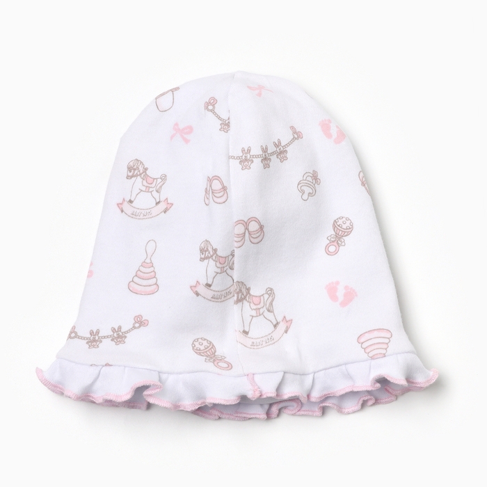 Шапочка детская, цвет белый-розовый, размер 38-40 (1-3 мес) Шапочка детская, цвет белый-розовый, размер 38-40 (1-3 мес)