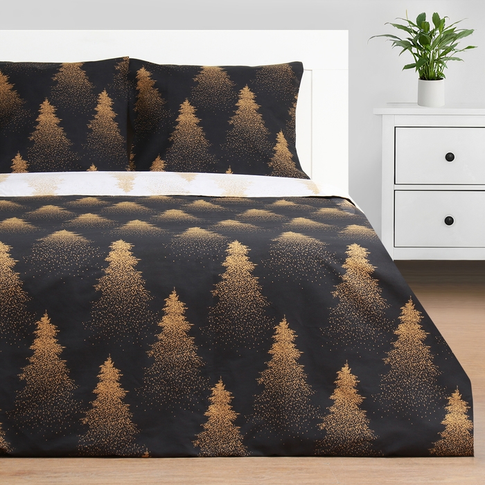 Постельное бельё Постельное бельё "Этель" Евро Golden Christmas 200х217 см, 220х240 см, 70х70 см - 2 шт, бязь