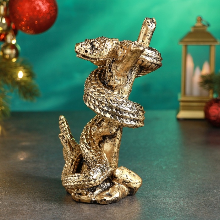 Фигура Фигура "Змея на ветке" 7х10х15см, золото