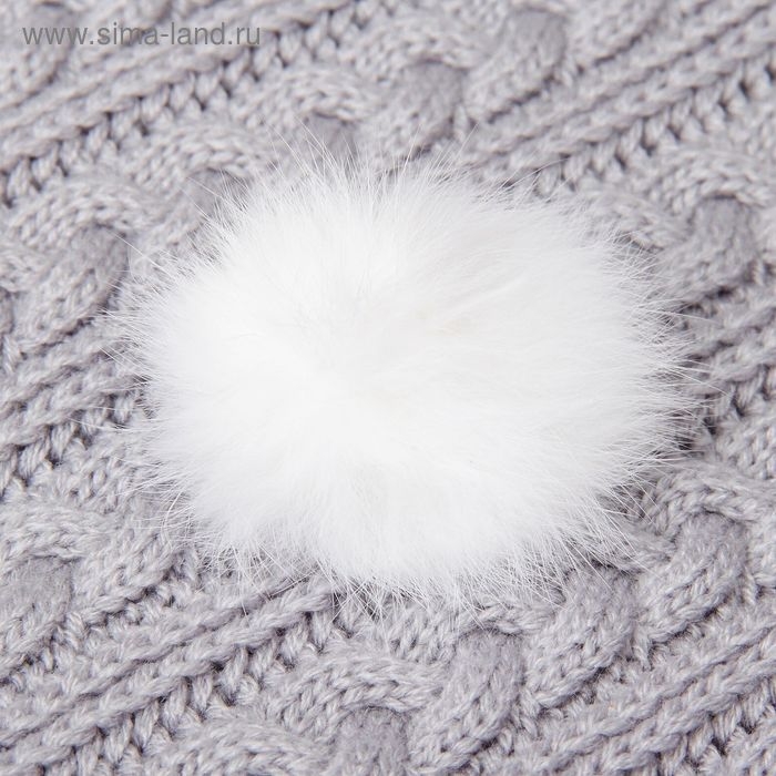 Помпон из натурального меха зайца, размер 1 шт.: 6 см, цвет белый