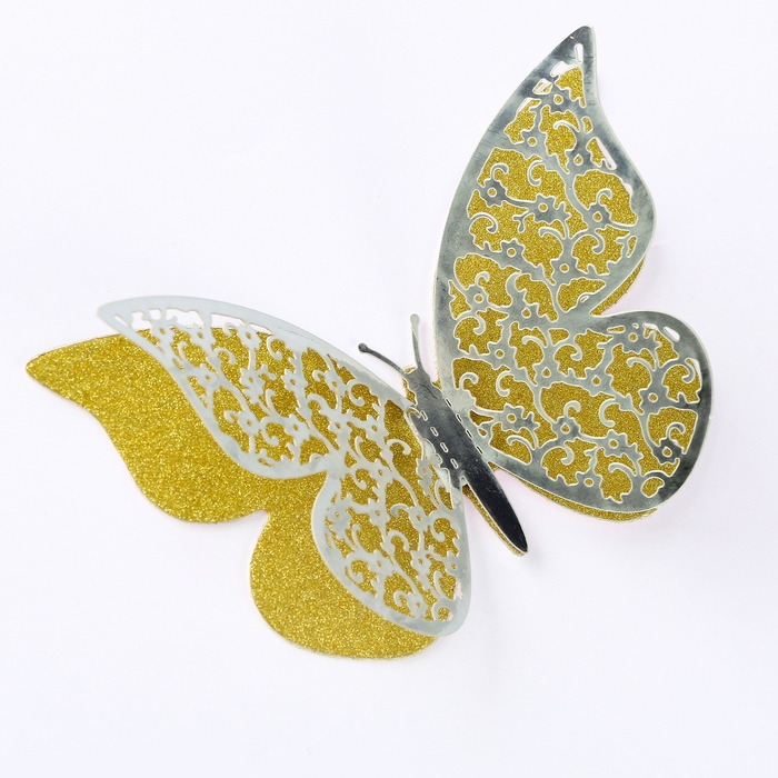 Набор топперов &laquo;Бабочки&raquo;, с узорами, набор &mdash; 12 шт., цвет серебро