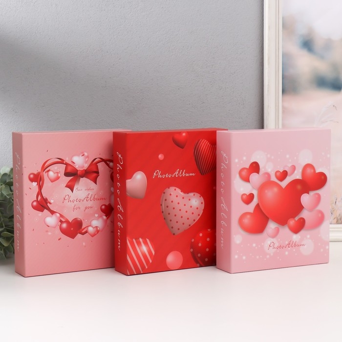 Фотоальбом на 80 фото 10х15 см Фотоальбом на 80 фото 10х15 см "3D сердца" в коробке МИКС 5х19х23 см