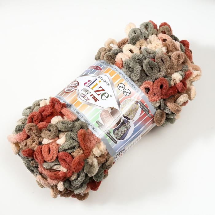 Пряжа Пряжа "Puffy Fine Color" 100% микрополиэстер 14,5м/100гр (6039 зелён-беж-керам.)