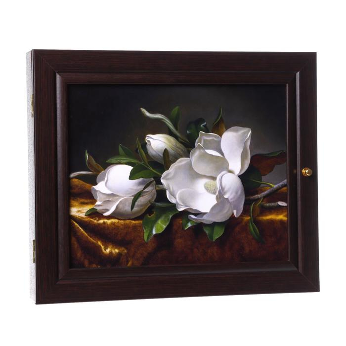 Ключница Ключница "Белые цветы" венге 26х31 см МИКС