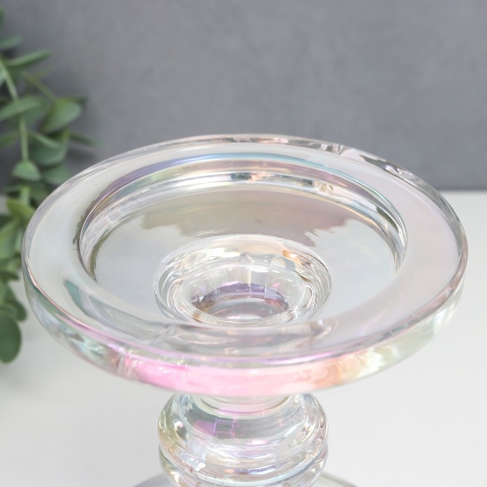 Подсвечник стекло на 1 свечу Подсвечник стекло на 1 свечу "Честность" d-3,5/8,5/10 см радужный прозрачный 11,5х11,5х24 см 78771