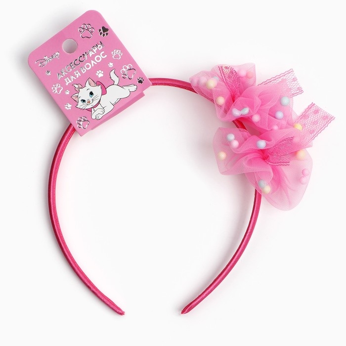 Ободок для волос розовый, цветы, 11 см, Коты аристократы Ободок для волос розовый, цветы, 11 см, Коты аристократы