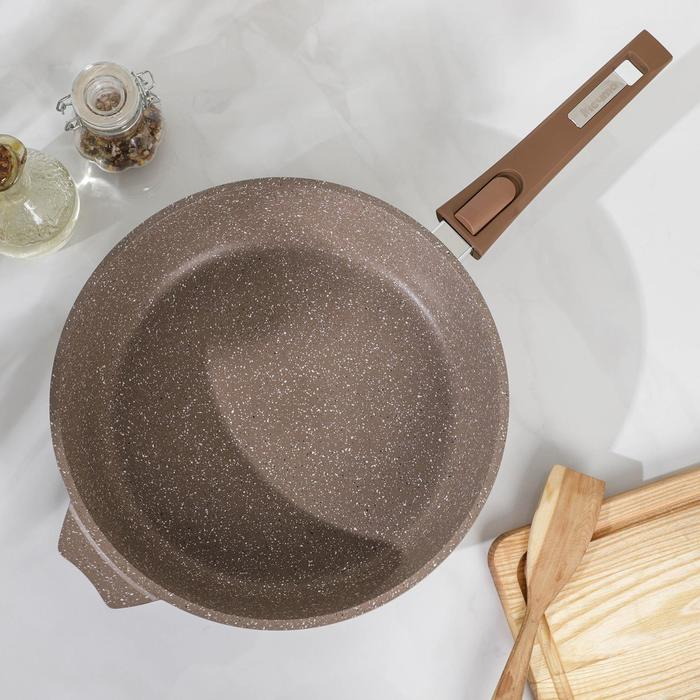 Сковорода «Гранит», d=28 см, съёмная ручка, стеклянная крышка, антипригарное покрытие, цвет коричневый Сковорода «Гранит», d=28 см, съёмная ручка, стеклянная крышка, антипригарное покрытие, цвет коричневый