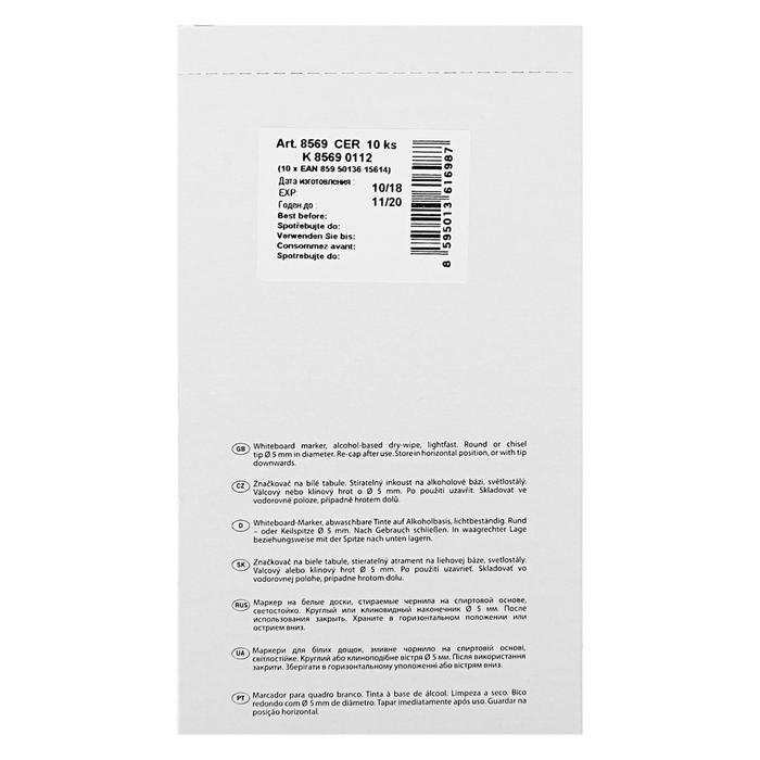 Маркер для доски, Centropen 8569, пулевидный/скошенный, 1.5-5.0 мм, чёрный Маркер для доски, Centropen 8569, пулевидный/скошенный, 1.5-5.0 мм, чёрный