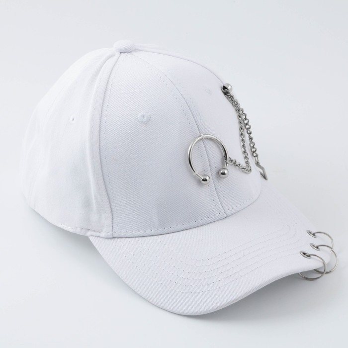 Кепка женская с кольцами, цвет белый, р-р 56